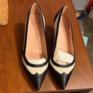 J. Crew Black and Cream Heels, Women’s Size 12